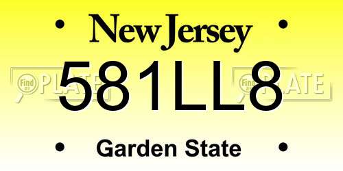 581LL8 New Jersey License Plate