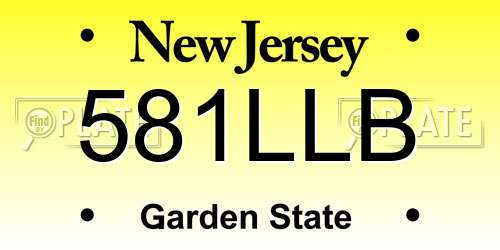 581LLB New Jersey License Plate