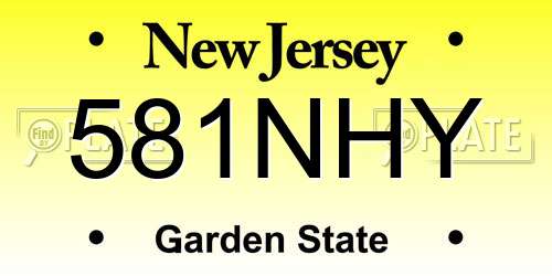 581NHY New Jersey License Plate