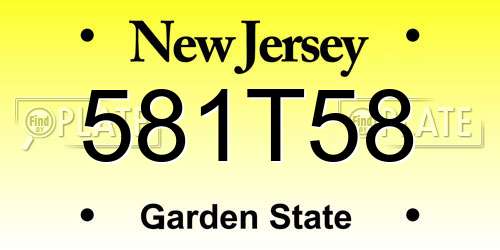 581T58 New Jersey License Plate