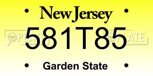 581T85 New Jersey License Plate