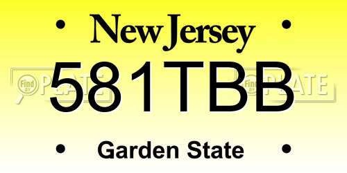 581TBB New Jersey License Plate