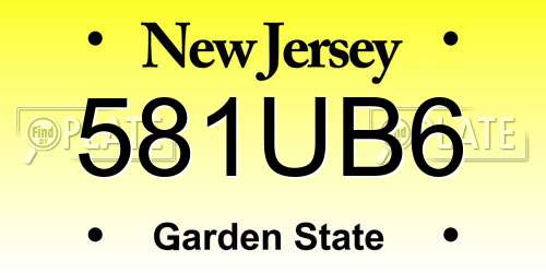 581UB6 New Jersey License Plate