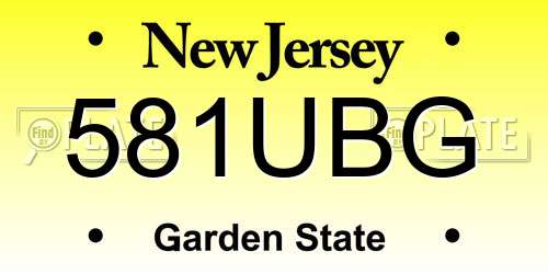 581UBG New Jersey License Plate