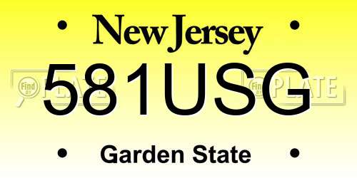 581USG New Jersey License Plate