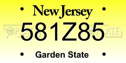 581Z85 New Jersey License Plate