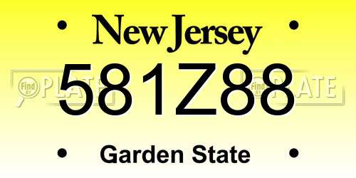 581Z88 New Jersey License Plate