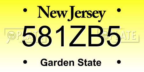 581ZB5 New Jersey License Plate