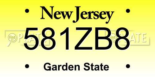 581ZB8 New Jersey License Plate