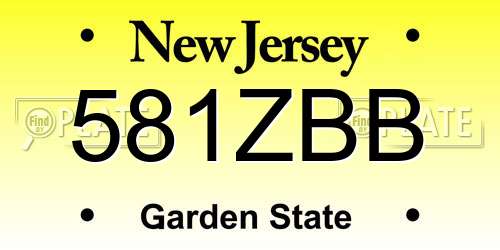 581ZBB New Jersey License Plate