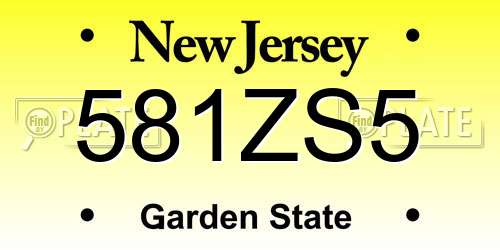 581ZS5 New Jersey License Plate