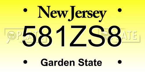 581ZS8 New Jersey License Plate