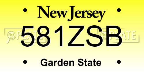 581ZSB New Jersey License Plate