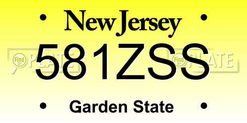 581ZSS New Jersey License Plate