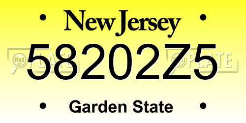 58202Z5 New Jersey License Plate