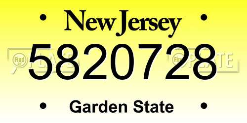 5820728 New Jersey License Plate