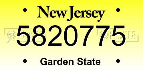 5820775 New Jersey License Plate