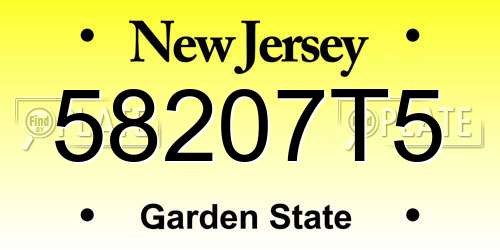 58207T5 New Jersey License Plate
