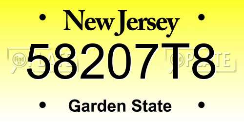 58207T8 New Jersey License Plate