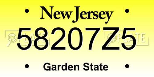 58207Z5 New Jersey License Plate