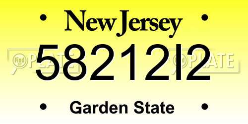 58212I2 New Jersey License Plate