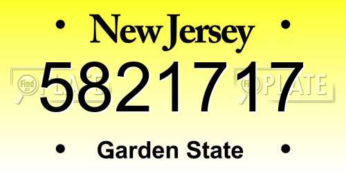 5821717 New Jersey License Plate