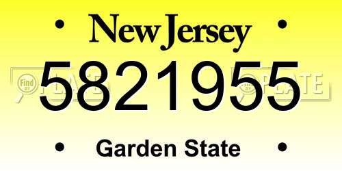 5821955 New Jersey License Plate