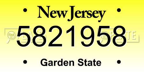 5821958 New Jersey License Plate