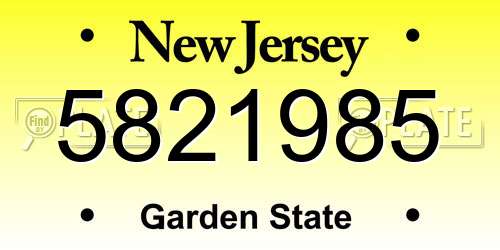 5821985 New Jersey License Plate