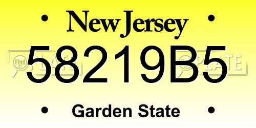 58219B5 New Jersey License Plate
