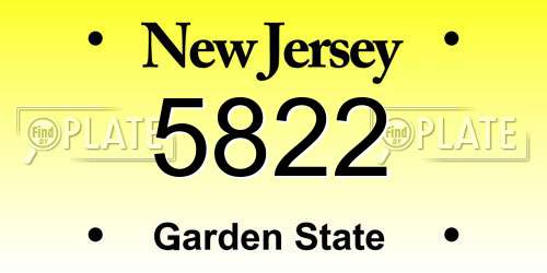 5822 New Jersey License Plate