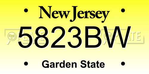 5823BW New Jersey License Plate