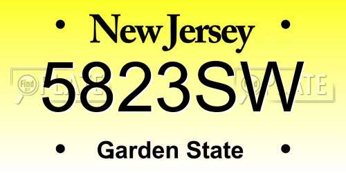 5823SW New Jersey License Plate