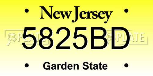 5825BD New Jersey License Plate