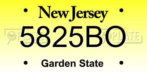 5825BO New Jersey License Plate