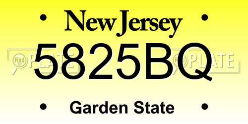 5825BQ New Jersey License Plate