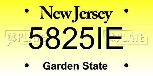 5825IE New Jersey License Plate
