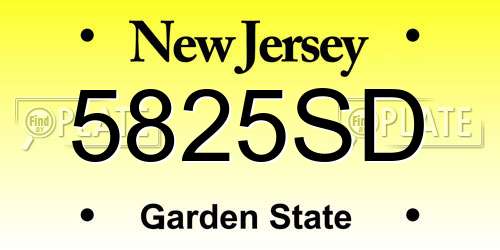 5825SD New Jersey License Plate