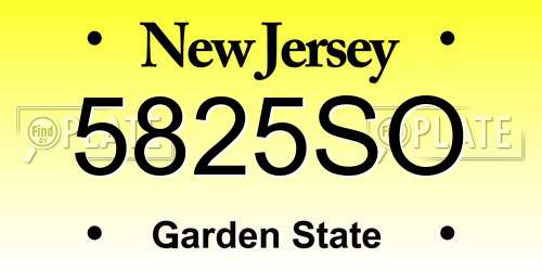5825SO New Jersey License Plate