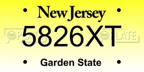 5826XT New Jersey License Plate
