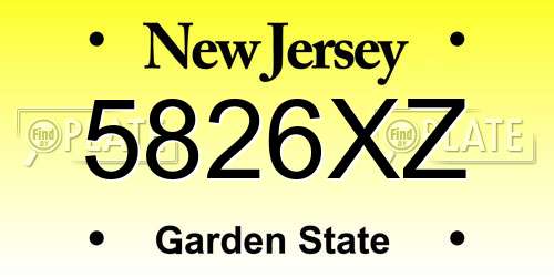 5826XZ New Jersey License Plate