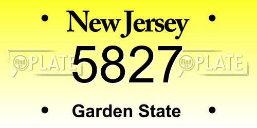 5827 New Jersey License Plate