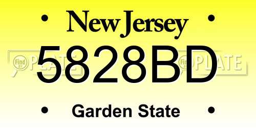 5828BD New Jersey License Plate