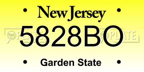 5828BO New Jersey License Plate