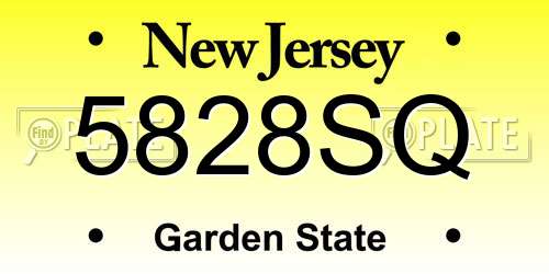5828SQ New Jersey License Plate