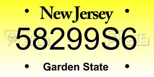58299S6 New Jersey License Plate
