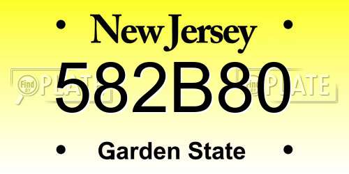 582B80 New Jersey License Plate