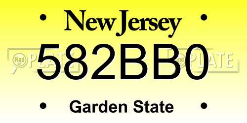 582BB0 New Jersey License Plate