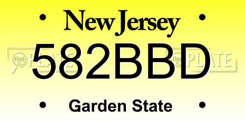 582BBD New Jersey License Plate