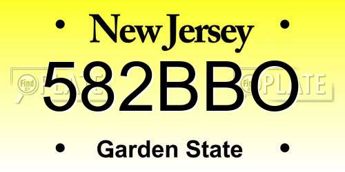 582BBO New Jersey License Plate
